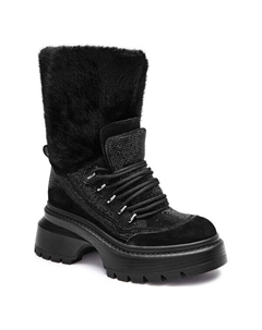 Ботильоны женские с мехом и стразами, черный Michael kors