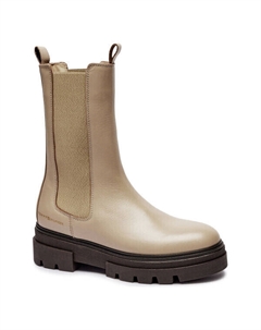 Ботинки челси женские кожаные высокие, бежевый Tommy hilfiger