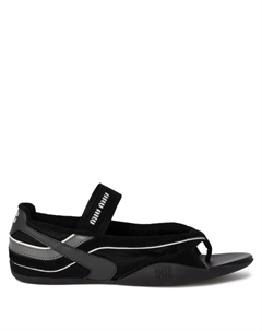 Сандалии с логотипом, черный Miu miu