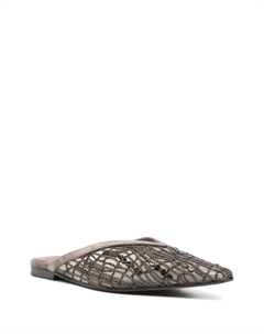 Мюли на плоской подошве, украшенные пайетками, коричневый Brunello cucinelli