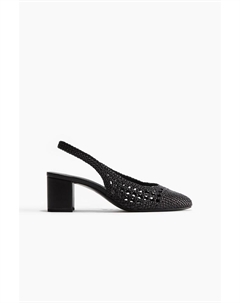 Кожаные туфли-лодочки с открытой пяткой, черный H&m