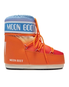 Зимние ботинки женские короткие на шнуровке, оранжевый Moon boot