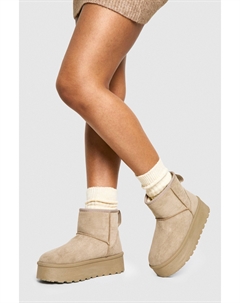 Сапоги на платформе, серо-коричневый Boohoo