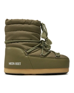 Зимние ботинки женские из нейлона на шнуровке, хаки Moon boot