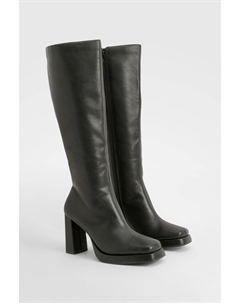 Сапоги до колена на платформе, черный Boohoo