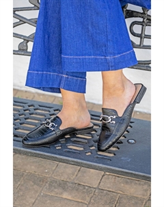 Шлепанцы в стиле мокасины Carletta из искусственной кожи крокодила, черный Novo