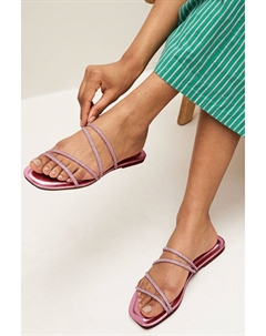 Босоножки Forever Comfort с асимметричными ремешками и декором, розовый Next