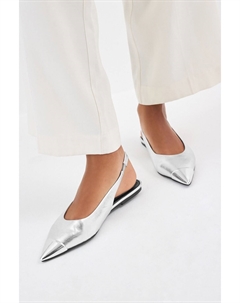 Туфли Forever Comfort на открытом каблуке с эффектом металлик, серебряный Next
