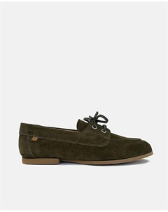 Женские мокасины на плоской подошве из замши, оливковый Luis gonzalo