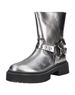 Ботинки женские Stiefel кожаные с эффектом металлик, серебряный Steve madden