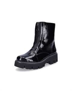 Сапоги женские короткие лакированные, черный Rieker