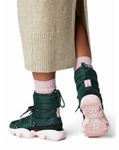 Сапоги женские дутики Leder на шнуровке, зеленый Sorel