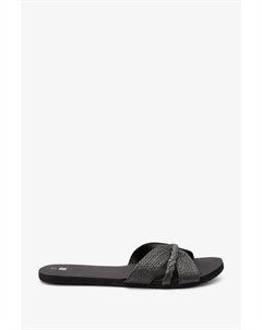 Плоские тапочки из рафии из ЭВА, черный Next