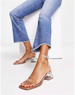 Босоножки на блочном каблуке Hopeful из прозрачного и розового золота Asos