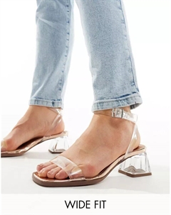 Широкие босоножки Hopeful на блочном каблуке из прозрачного и розового золота Asos