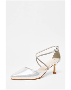 Туфли-лодочки атласные с перекрестными ремешками, серебряный Quiz