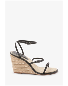 Фирменные кожаные туфли на танкетке с тремя полосками, черный Next