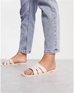 Бежевые тканые сандалии на плоской подошве DESIGN Wide Fit Fame - BEIGE Asos