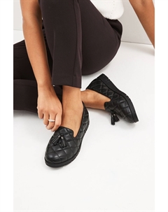 Стеганые кожаные слипоны Forever Comfort с технологией Motionflex, черный Next