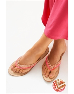 Кожаные босоножки Forever Comfort с плоским каблуком и декоративным носком, розовый Next