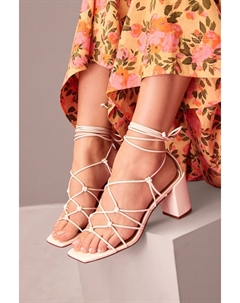 Кожаные туфли на каблуке с подписанными узлами, бежевый Next