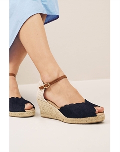 Туфли на танкетке с отделкой ракушкой и открытыми носками, синий Next