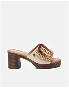 Женские босоножки на каблуке с ремешком спереди, бежевый Refresh