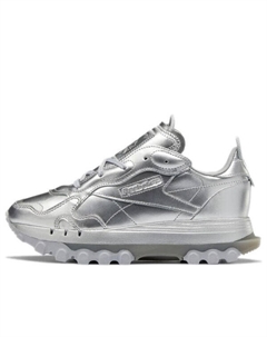 Кроссовки cardi b x classic leather 'silver metallic pewter', серебряный Reebok