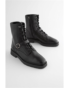 Ботильоны Forever Comfort на шнуровке и декоративными ремешками, черный Next