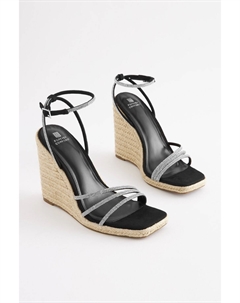 Туфли на высокой танкетке Forever Comfort с блестящим ремешком, черный Next