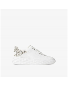 Кроссовки diamond maxi из кожи и ткани с пайетками и низким берцем, белый Jimmy choo