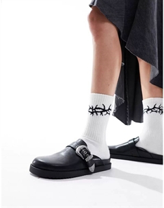 Черные сабо с пряжкой в ​​стиле вестерн Pull & bear