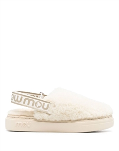 Слиперы из овчины с ремешком на пятке, нейтральный цвет Mou