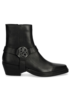 Ботильоны из кожи с логотипом высотой 50 мм, черный Hugo