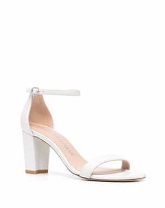 Босоножки Nearlynude 80 на блочном каблуке, белый Stuart weitzman
