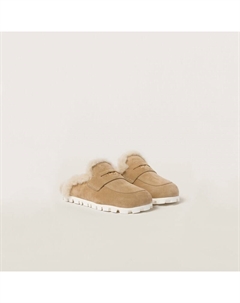 Мюли из замши из телячьей кожи, экрю Miu miu