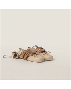 Балетки из телячьей кожи и наппы, бежевый Miu miu