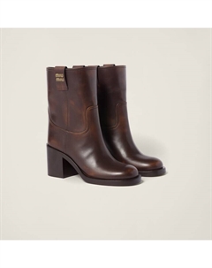 Ботильоны из дымчатой кожи, коричневый Miu miu