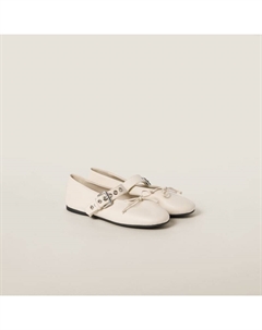 Кожаные балетки, белый Miu miu