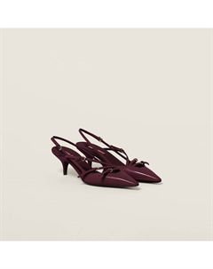 Лакированные босоножки с пяткой на пятке и пряжками, бордовый Miu miu