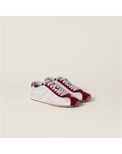 Кроссовки Plume из кожи наппа и замши, белый Miu miu