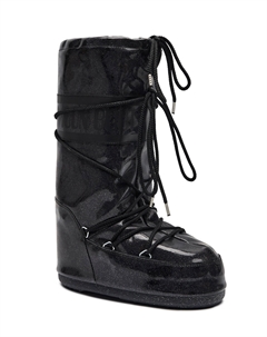 Зимние ботинки на толстой подошве с блестками, черный Moon boot