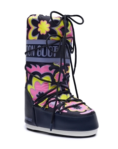 Зимние ботинки на толстой подошве с цветочном узором, темно-синий Moon boot