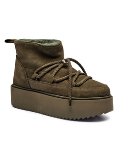 Зимние ботинки женские на платформе, оливково-зеленый Inuikii