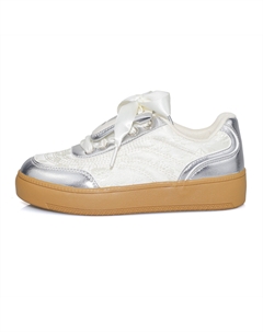 Скейтбордические кеды женские низкие розовый/бежевый/серебряный B10crown