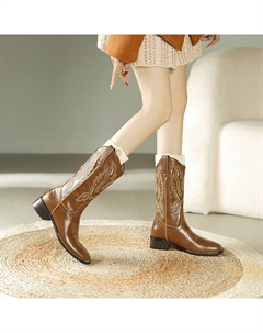 Сапоги женские, цвет Brown tall single mile Mo lin