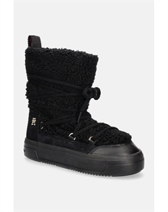 СНЕЖНЫЕ БОТИНКИ НА ШНУРОВКЕ ИЗ ИСКУССТВЕННОЙ ОВЧИНЫ, черный Tommy hilfiger