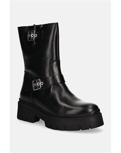 Кожаные ботильоны Kris, черный Hugo