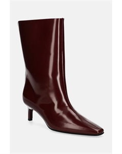 Кожаные ботильоны HEEL MID BOOT 50 LTH, гранатовый Calvin klein