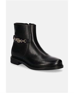 Кожаные ботильоны TH CHAIN ​​LEATHER LOW BOOTIE, черный Tommy hilfiger